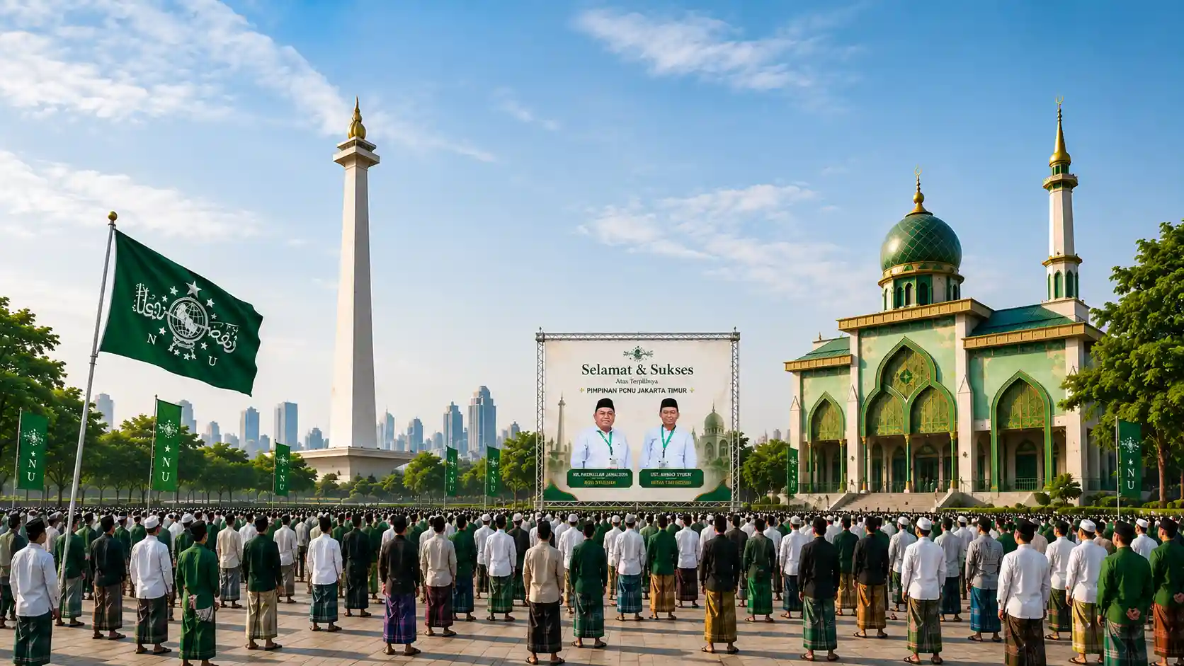 Kebersamaan pengurus dan warga PWNU Pengurus Wilayah Provinsi Sumatera Selatan